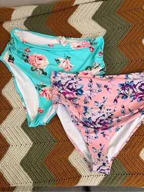 CUPSHE High-Waist Floral Swim Bottoms